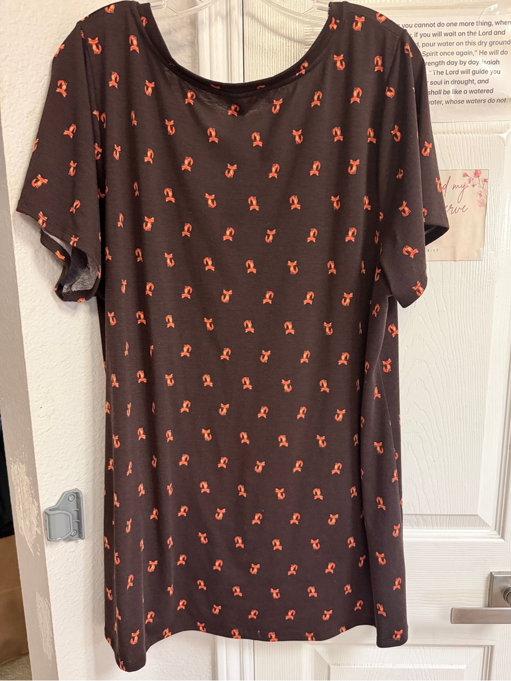 LuLaRoe Black Top with Orange Fox Motif